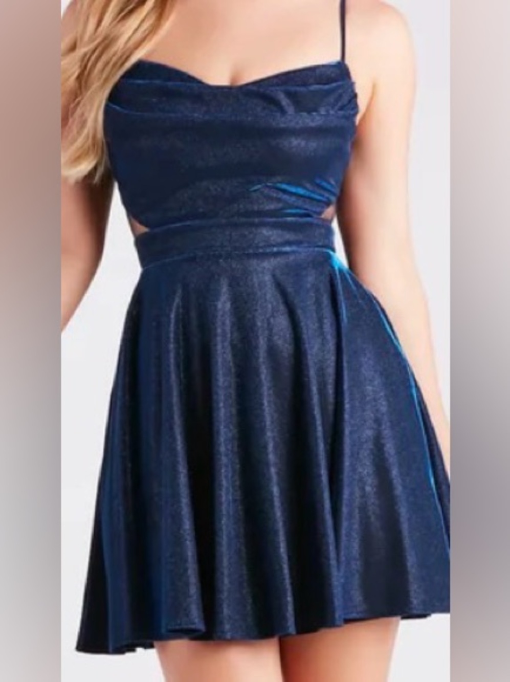Windsor Navy Blue Shimmer Mini Dress. Size Large